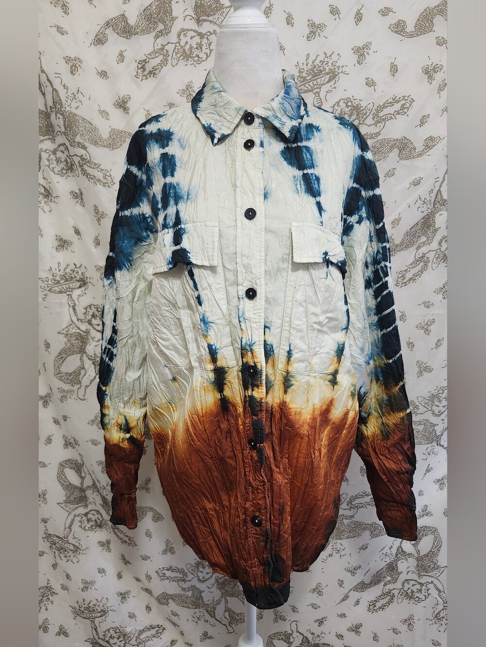 Jil Sander Plus 2022 Tie Dye Padded Puffer Shirt Jacket Shacket Size 36 IT US S